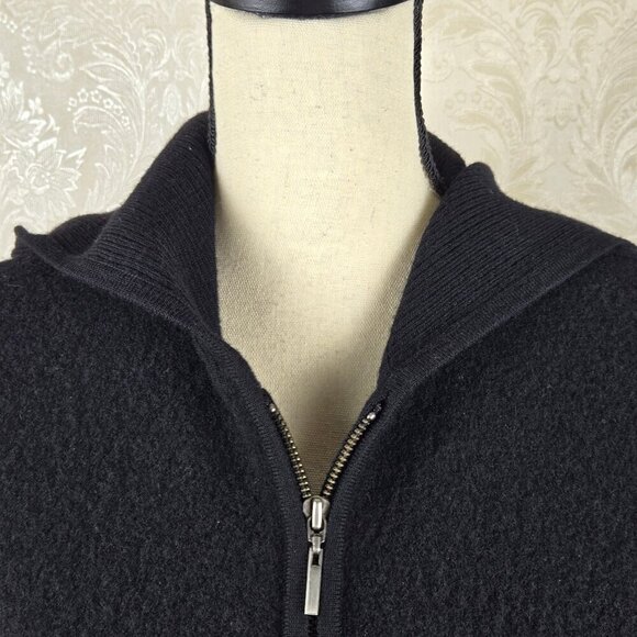 Real Clothes Size Medium 100% Wool Black Zip Front Jacket with Attached Hood - Picture 3 of 12